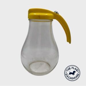 Vintage Yellow Topped Glass Syrup Dispenser